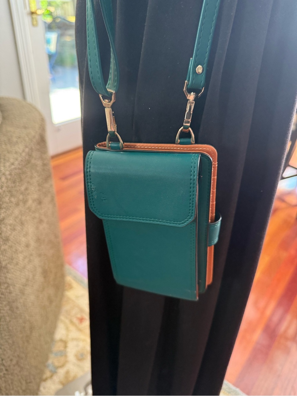 Teal Crossbody Phone Wallet with Detachable Strap